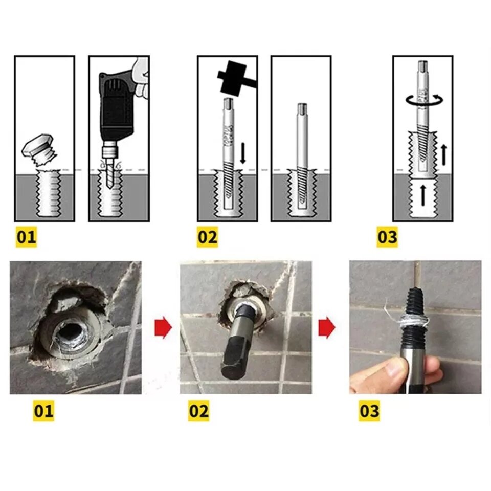 Repair tool broken tap for pipe 21, Reverse Thread disassembled with wrench