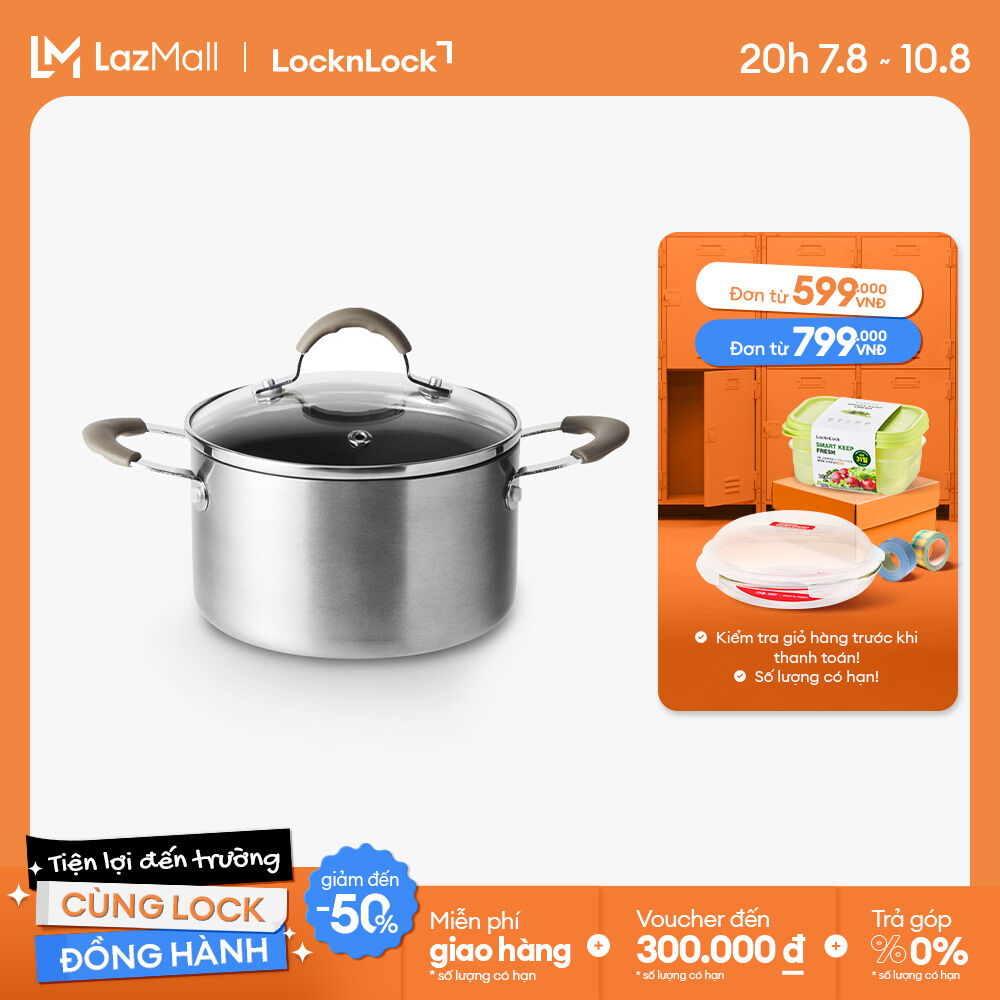Nồi chống dính nhôm Lock&Lock Handycook 14cm LHD1142 - 2 tay cầm - Có kèm nắp - Màu xám