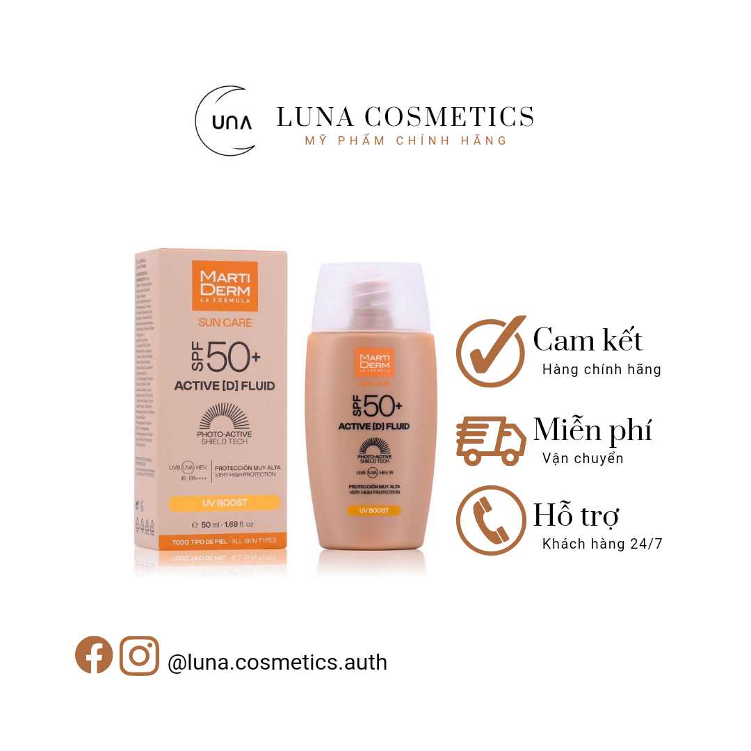 Kem chống nắng martiderm sun care active fluid spf50+ 50ml