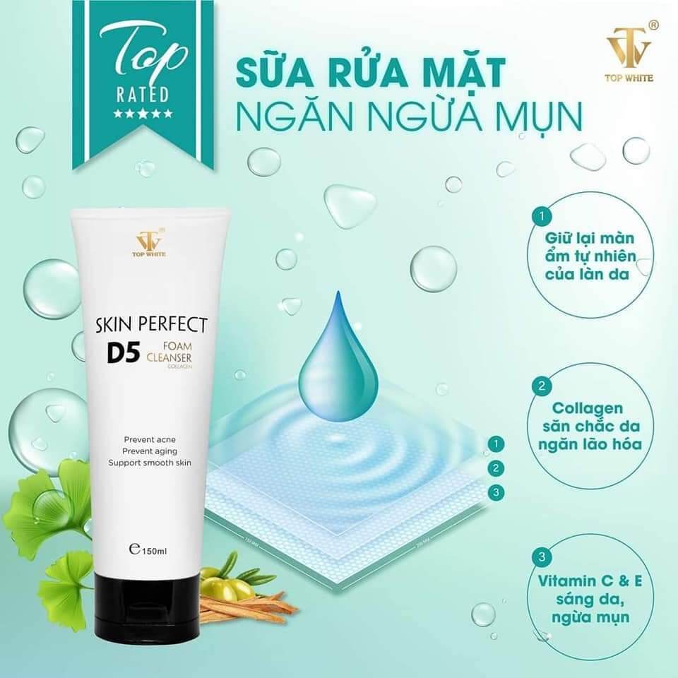 SỮA RỮA MẶT TRẮNG DA,NGĂN NGỪA MỤN D5 TOP WHITE.