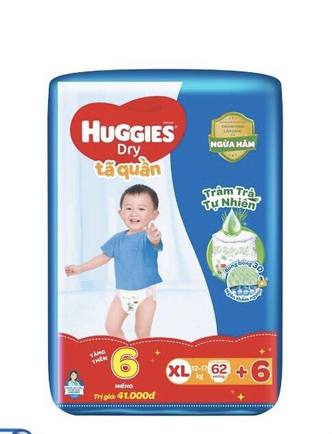 [ tặng thêm 6 quần]Tã quần huggies XL62+6