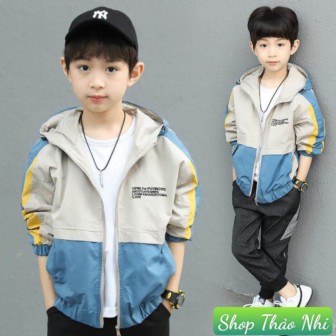Áo khoác gió phối màu size cho bé 5-12 tuổi
