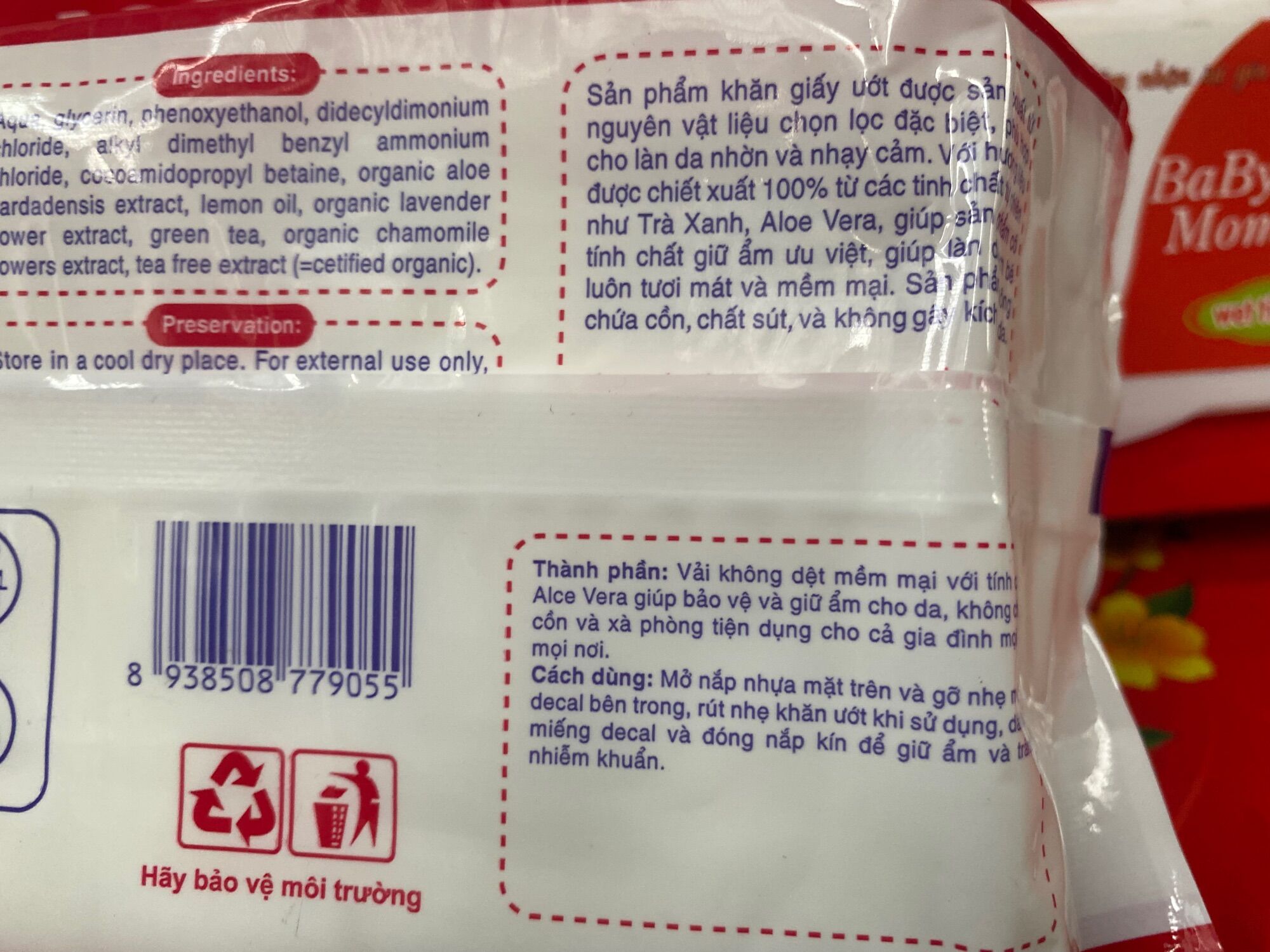 GIẤY ƯỚT BABY WIPE (Mầu Đỏ)
