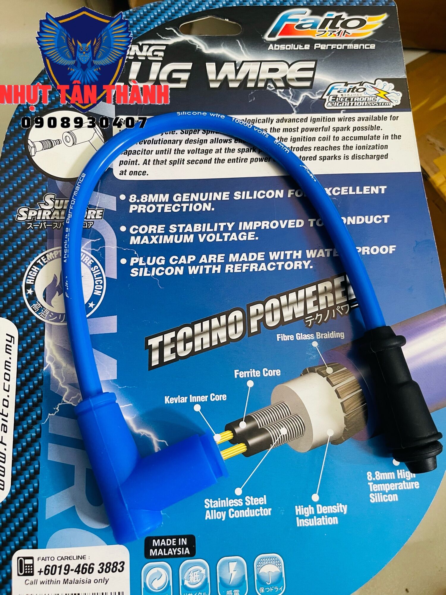 Dây tăng áp FAITO dây chụp bugi truyền lửa từ mobin đến bugi cực mạnh dành cho xe máy