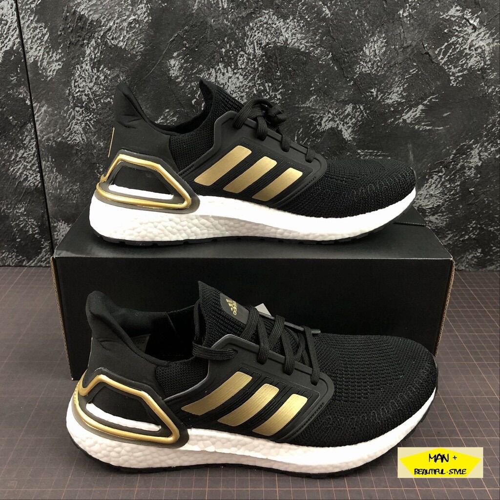 Giày thể thao ultra boost 6.0 đen vạch vàng dành cho nam nữ