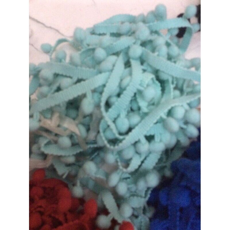 Dây ren pom pom quả 1cm trang trí rèm màn, váy áo