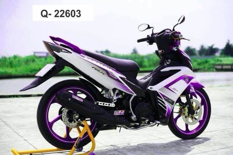 tem rời exciter 135 trắng đen phối tím hồng, tem xe đẹp, tem xe chất lượng cao