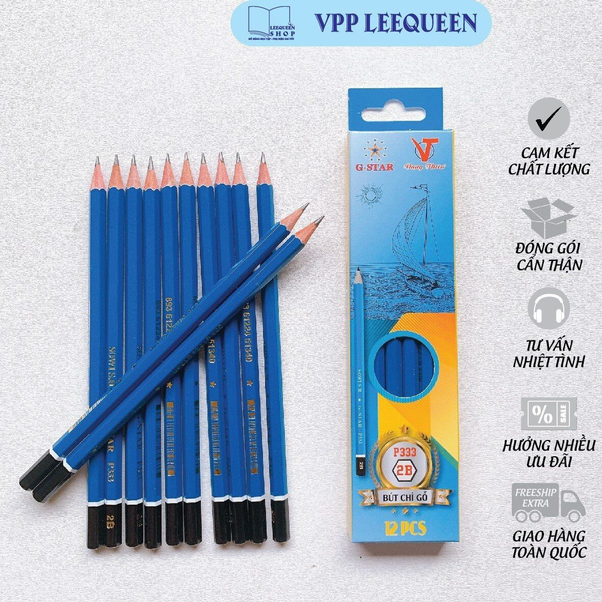 Bút chì gỗ ngòi 2b gstar gs-p333 thân xanh dương tặng chuốt gọt