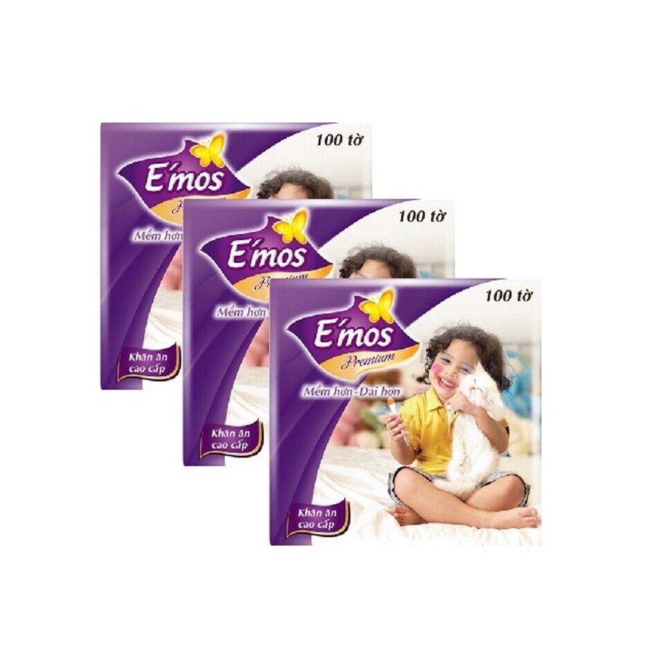 Combo 10 gói khăn giấy vuông emos loại lớn 100 tờ/khăn giấy Combo 10 gói khăn giấy vuông emos loại lớn 100 tờ/khăn giấy