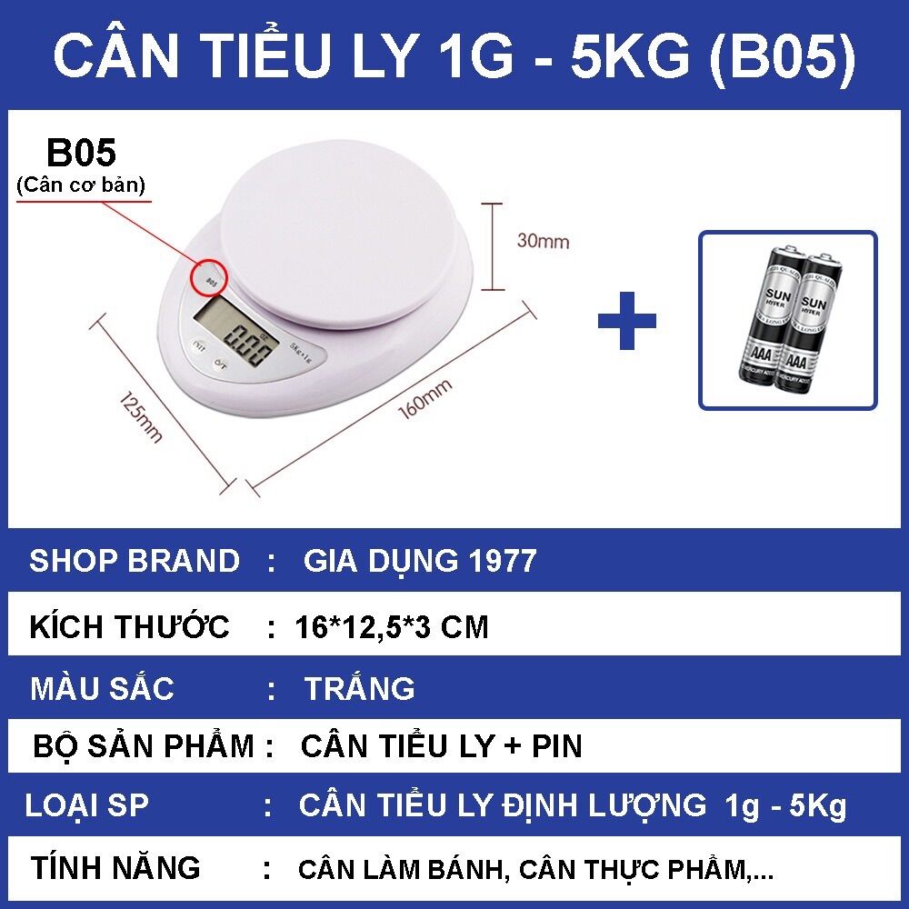 Cân điện tử mini tặng kèm pin
