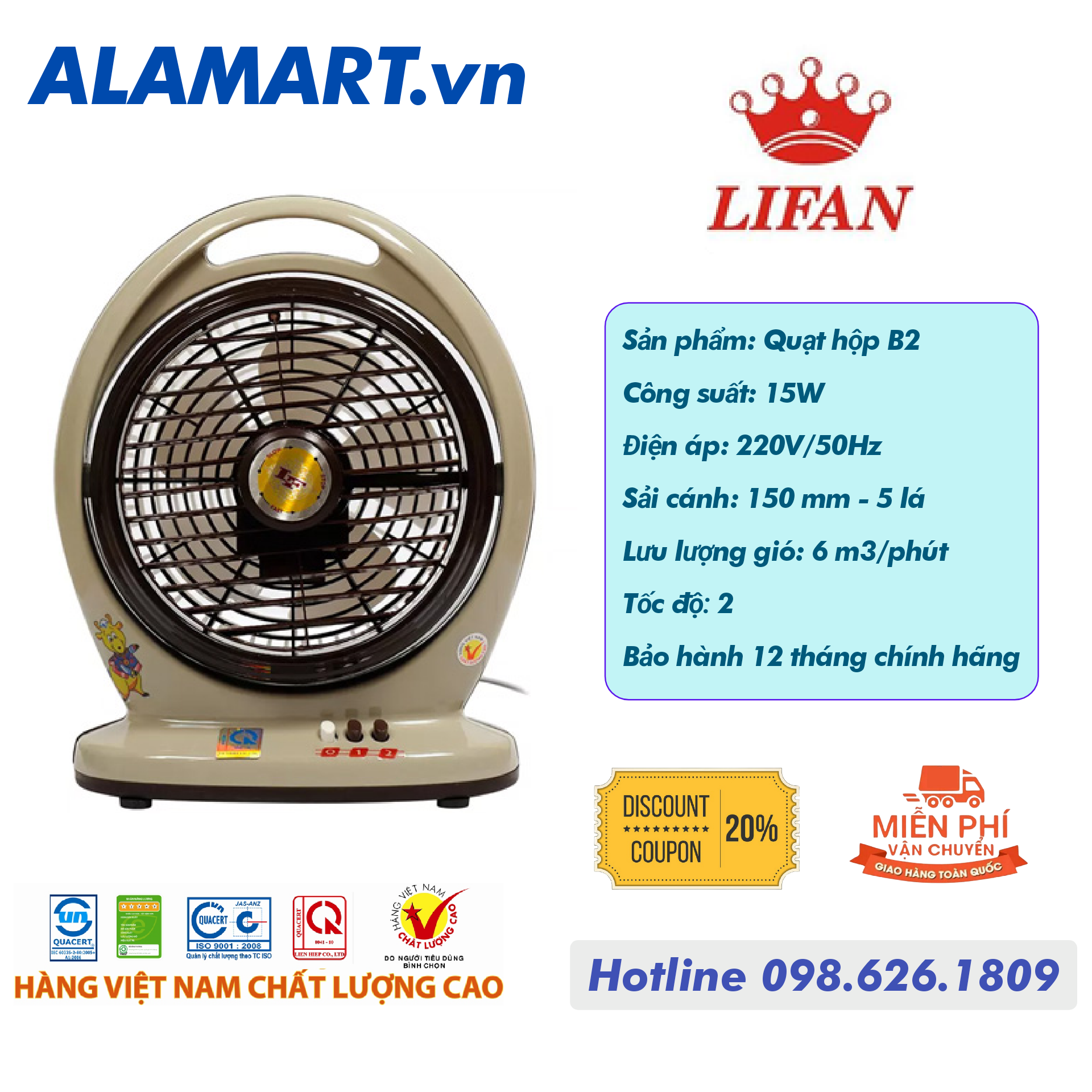 Quạt hộp lifan ho-888