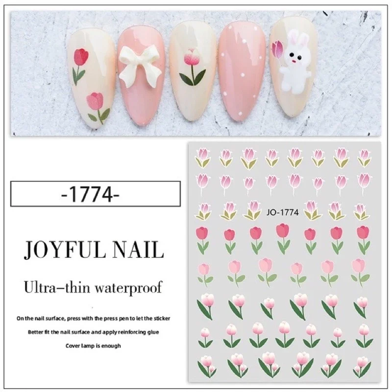 Sticker dán móng trang trí nail mẫu hoa Tulip