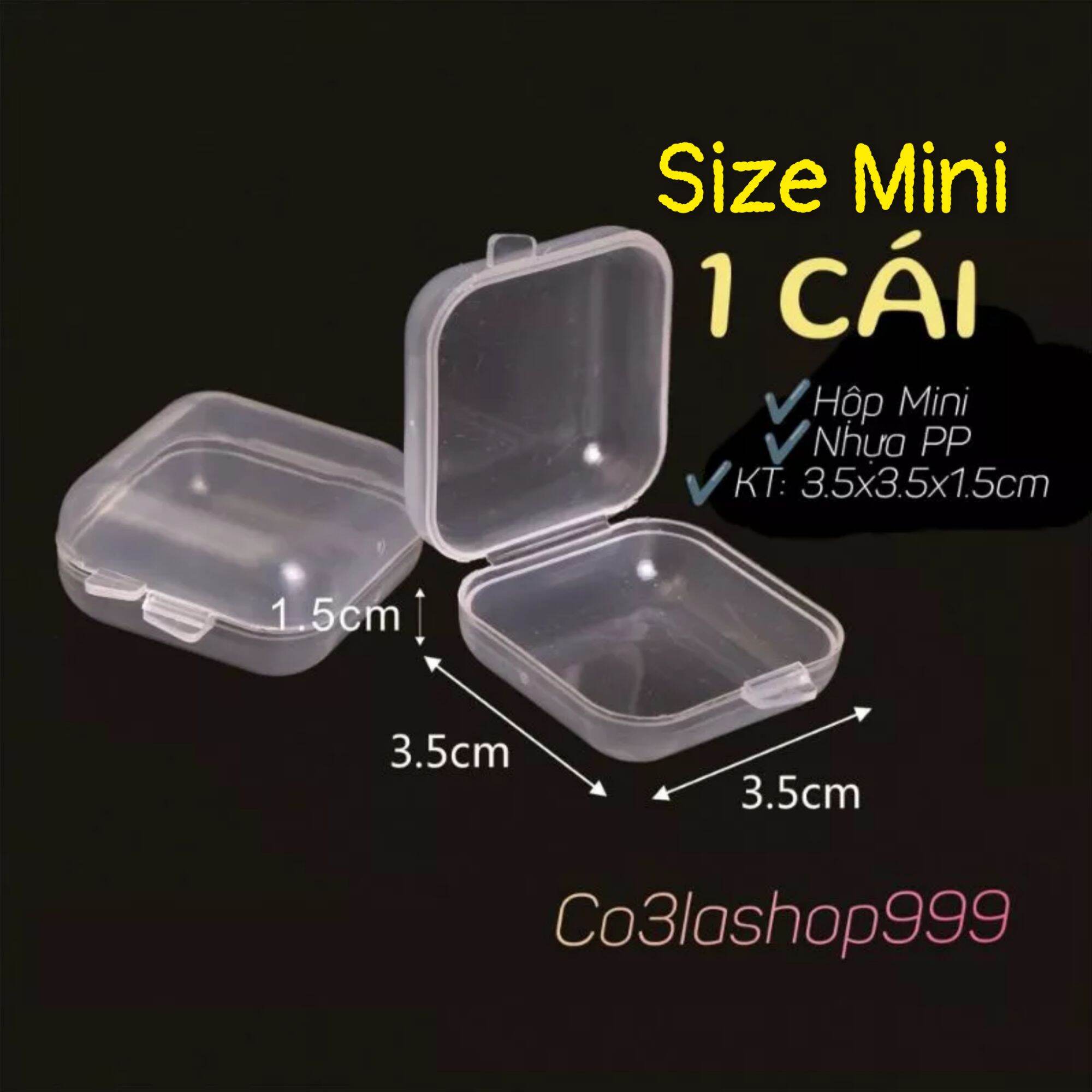 Hộp nhựa trong suốt size mini 3.5cm đựng phụ kiện mini