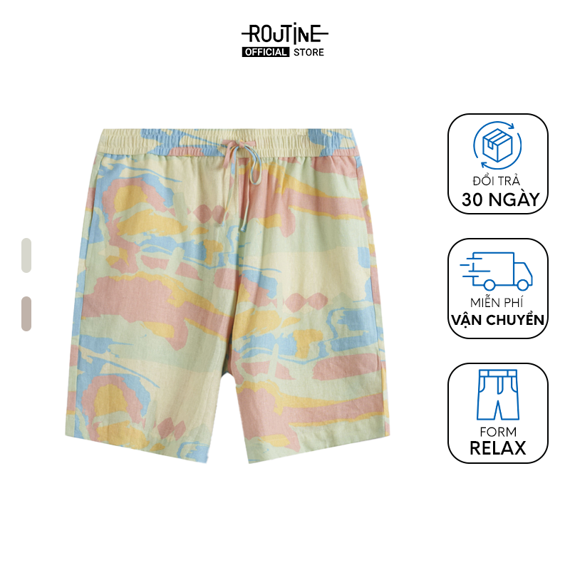 Quần Short Nam Linen Họa Tiết In Form Relax - Routine 10S23PSH022