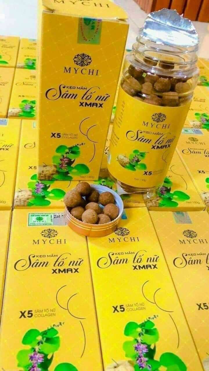 Kẹo mầm sâm tố nữ Xmax Mychi (mua 4 hộp tặng 1 tặng kèm dây đo)