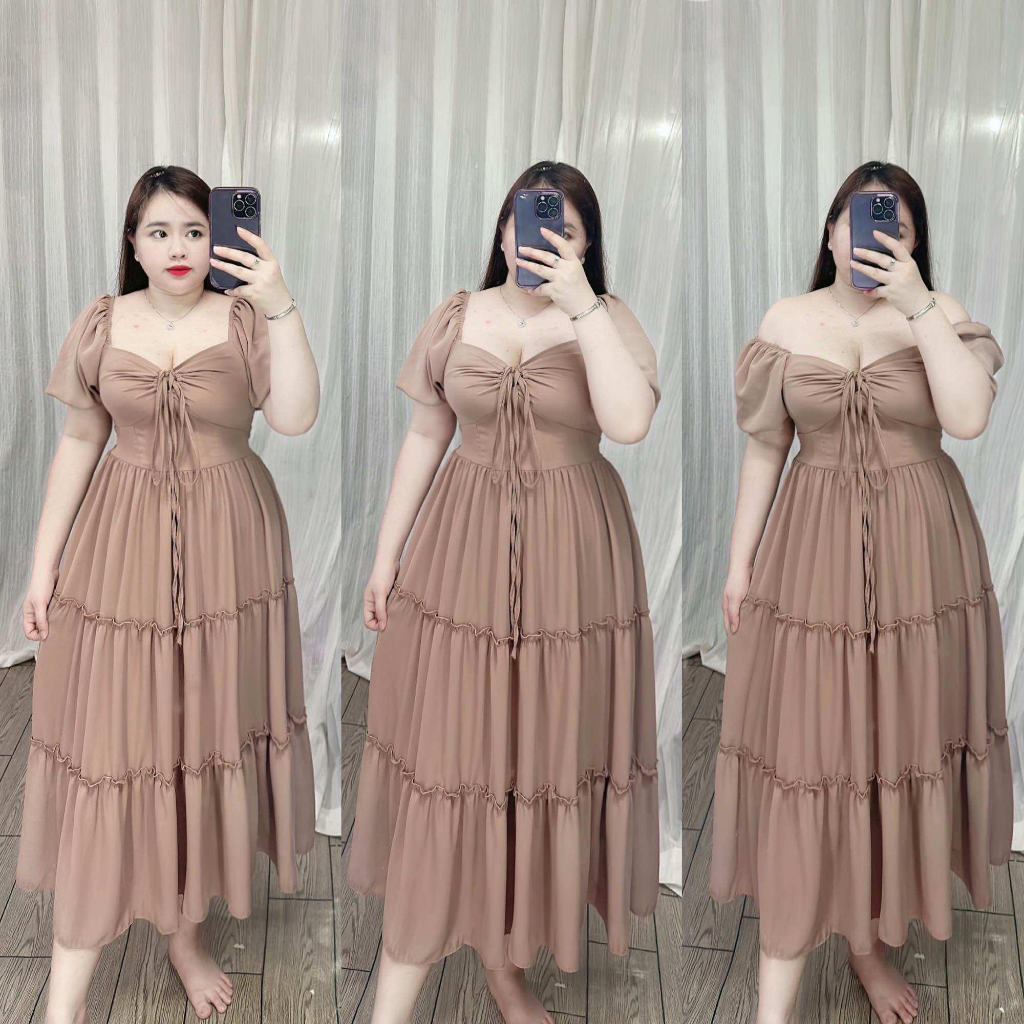 [Bigsize 60-90kg] Đầm maxi tay bí