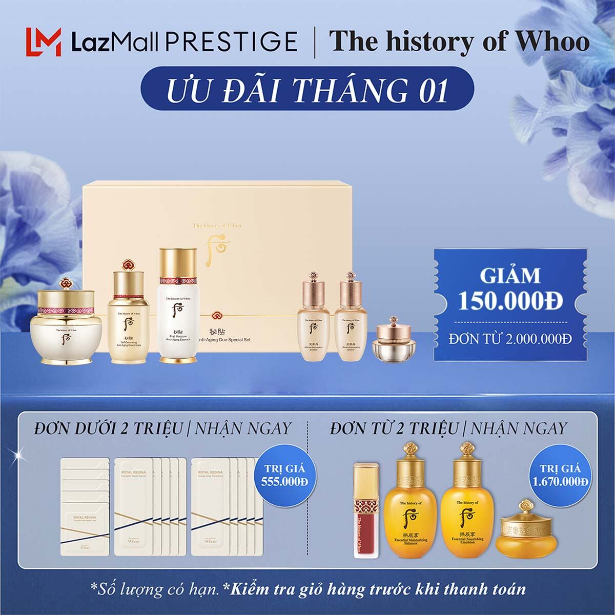 [Phiên bản Đặc Biệt] Bộ kem dưỡng 3 bước tái sinh da chống lão hóa Bichup Royal Anti-Aging Duo Special Set