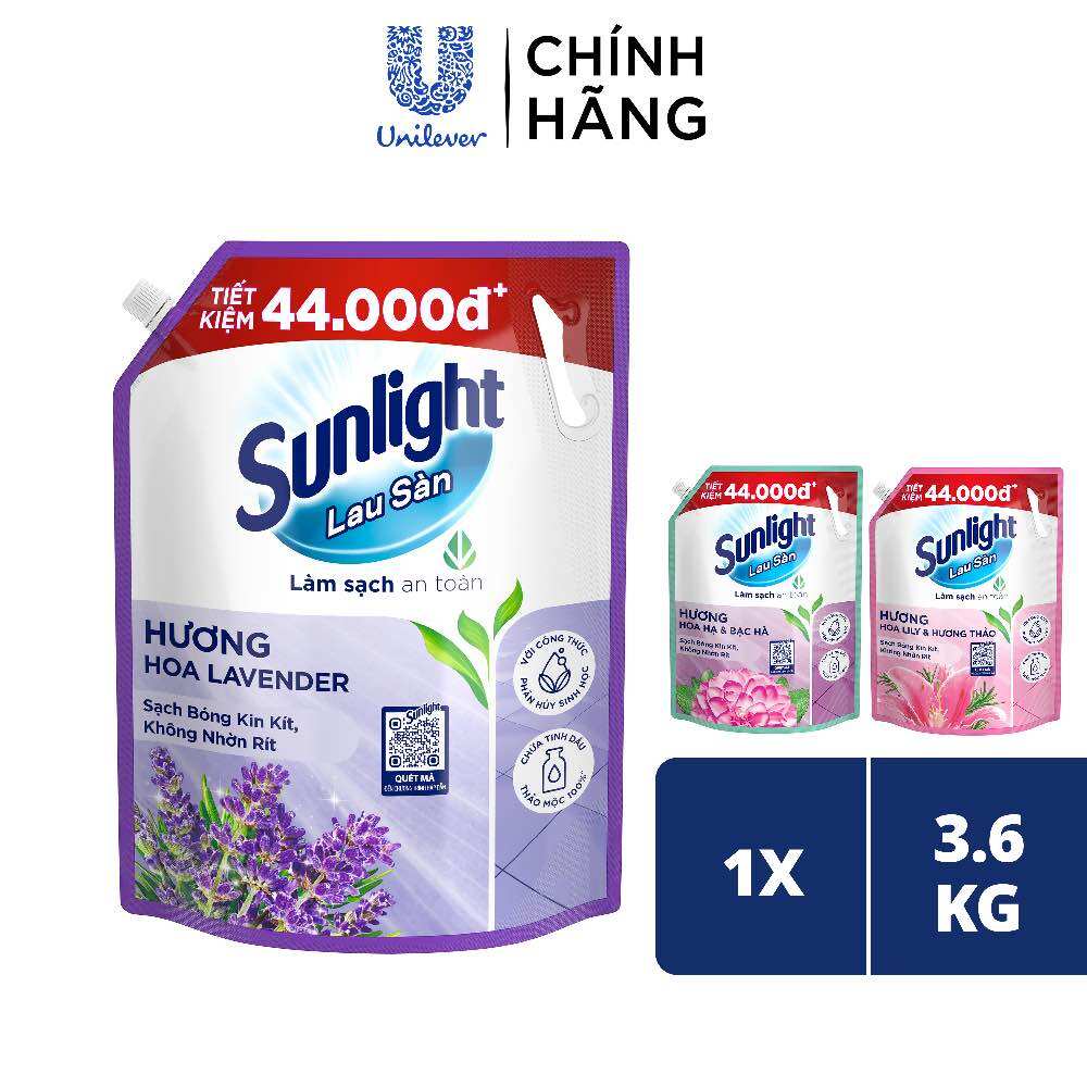 Nước lau sàn sunlight tinh dầu thảo mộc túi 3.6 kg