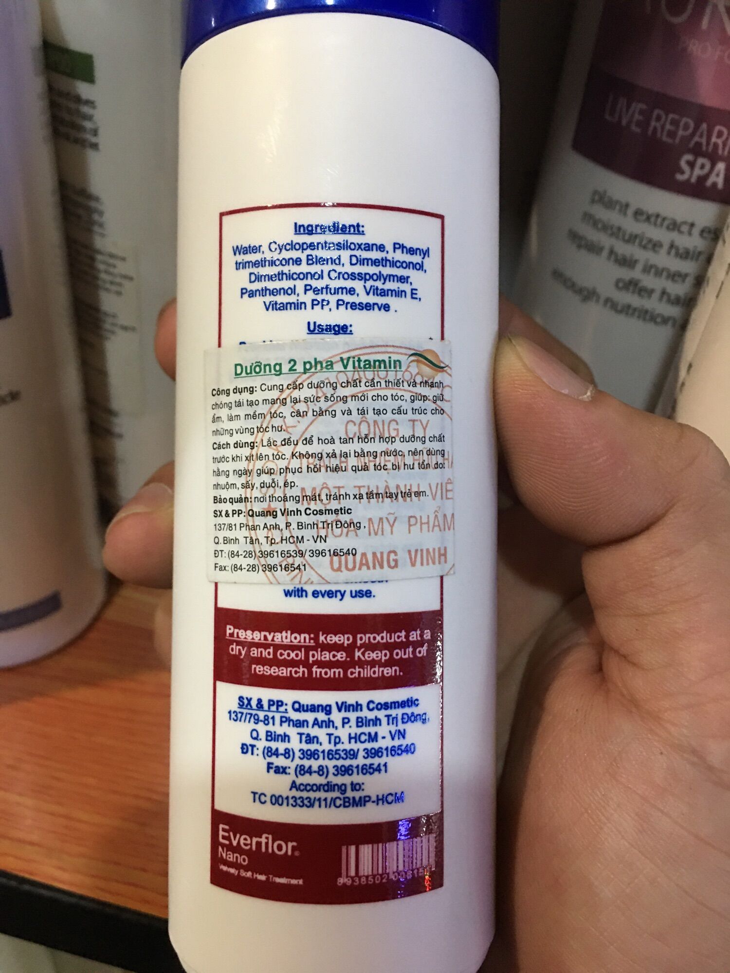 [HCM]Xịt dưỡng tóc 2 pha vitamin Everflor Nano 300ml