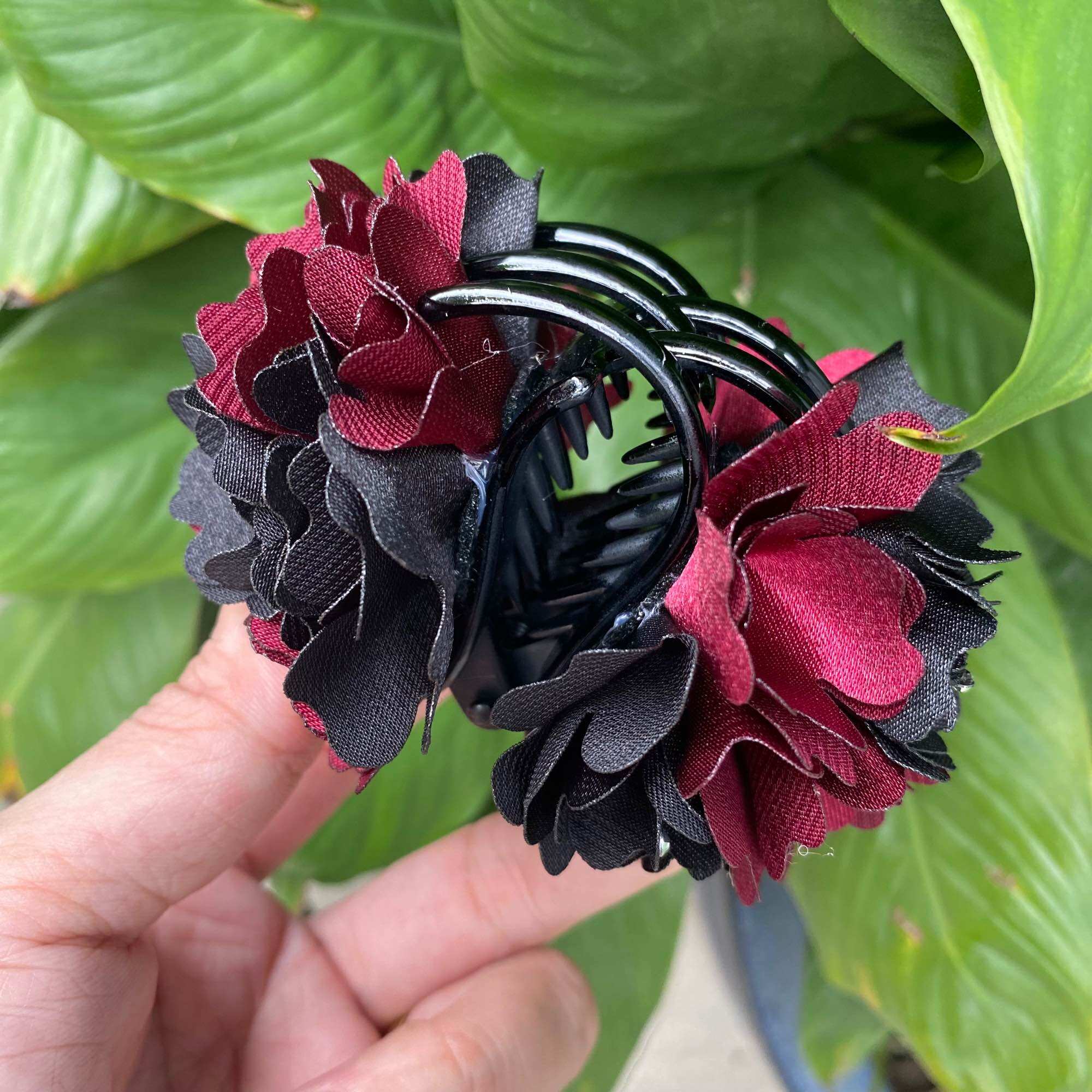 Mới_Kẹp 5 răng gắp tóc hoa hồng handmade đáng yêu cho nữ