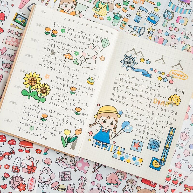 Set 4 tờ sticker dán trang trí siêu dễ thương