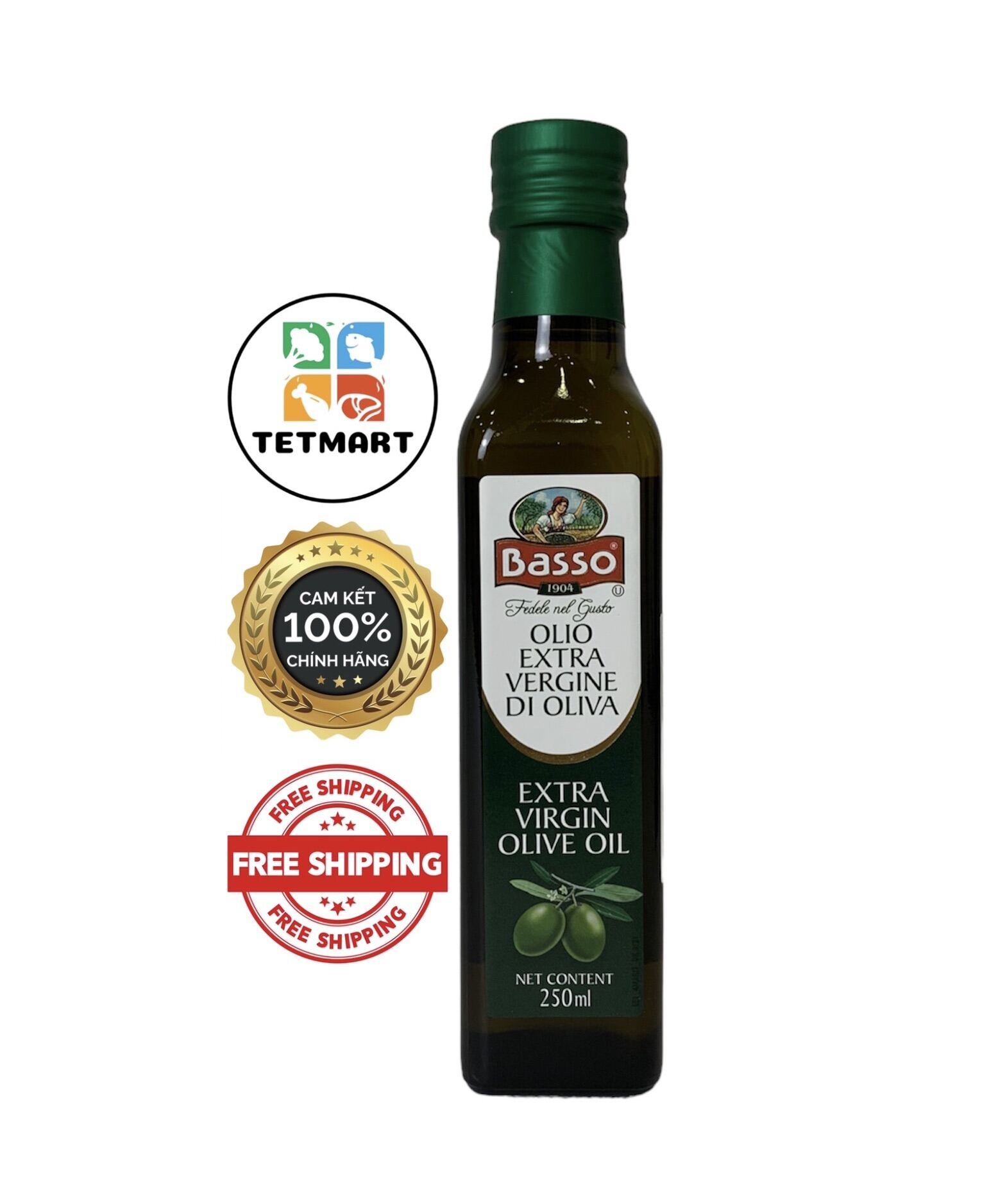 Dầu Oliu Extra Virgin BASSO 250ml Dầu ô liu nguyên chất 100% nhập khẩu Ý
