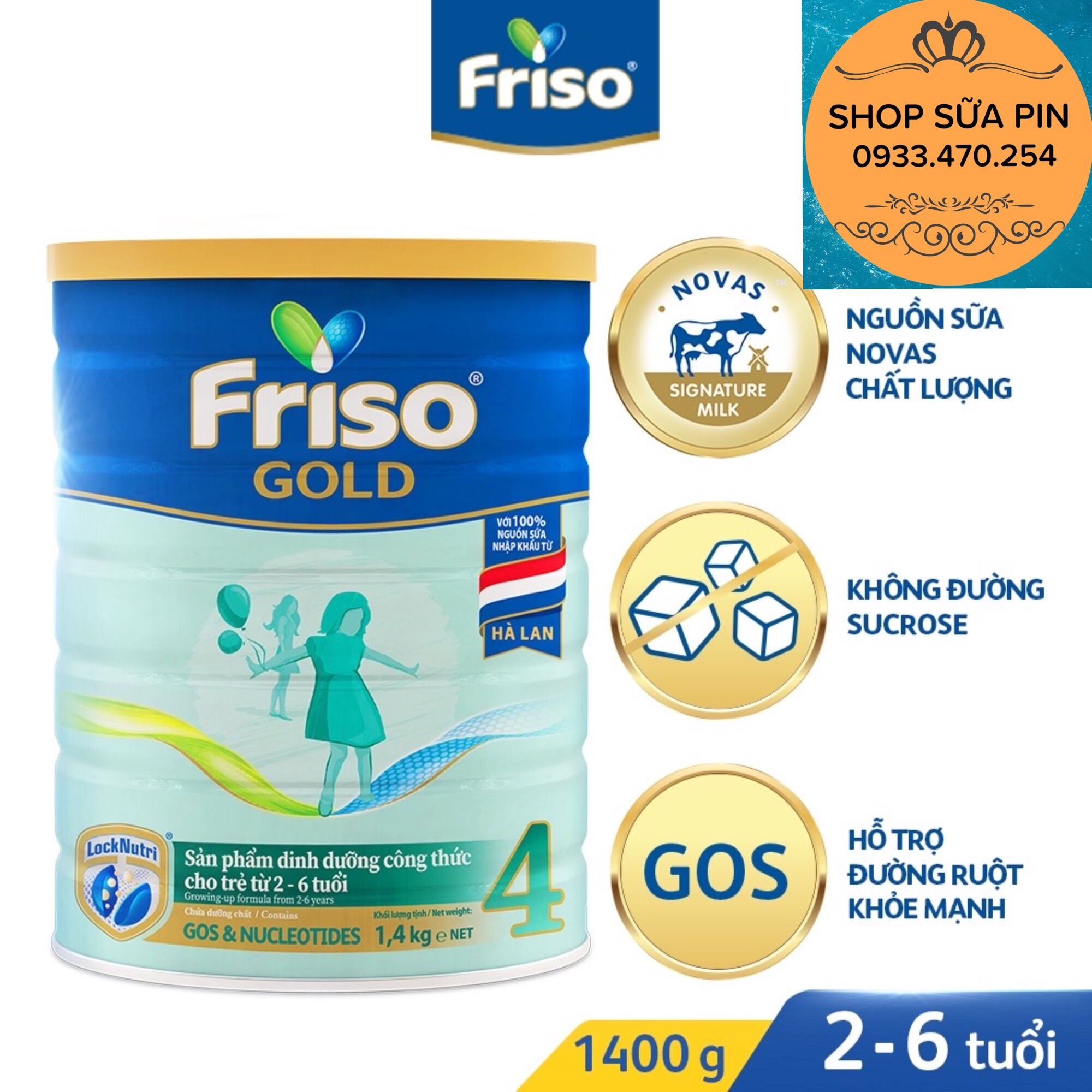 HCMSữa bột Friso Gold số 4 1,4kg - mẫu mới cho trẻ từ 2-4 tuổi