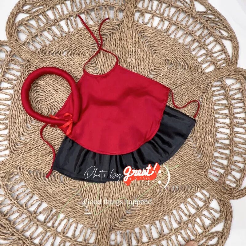 Yếm đào bé gái kèm mấn vải lụa mềm mịn size 7 - 27ky