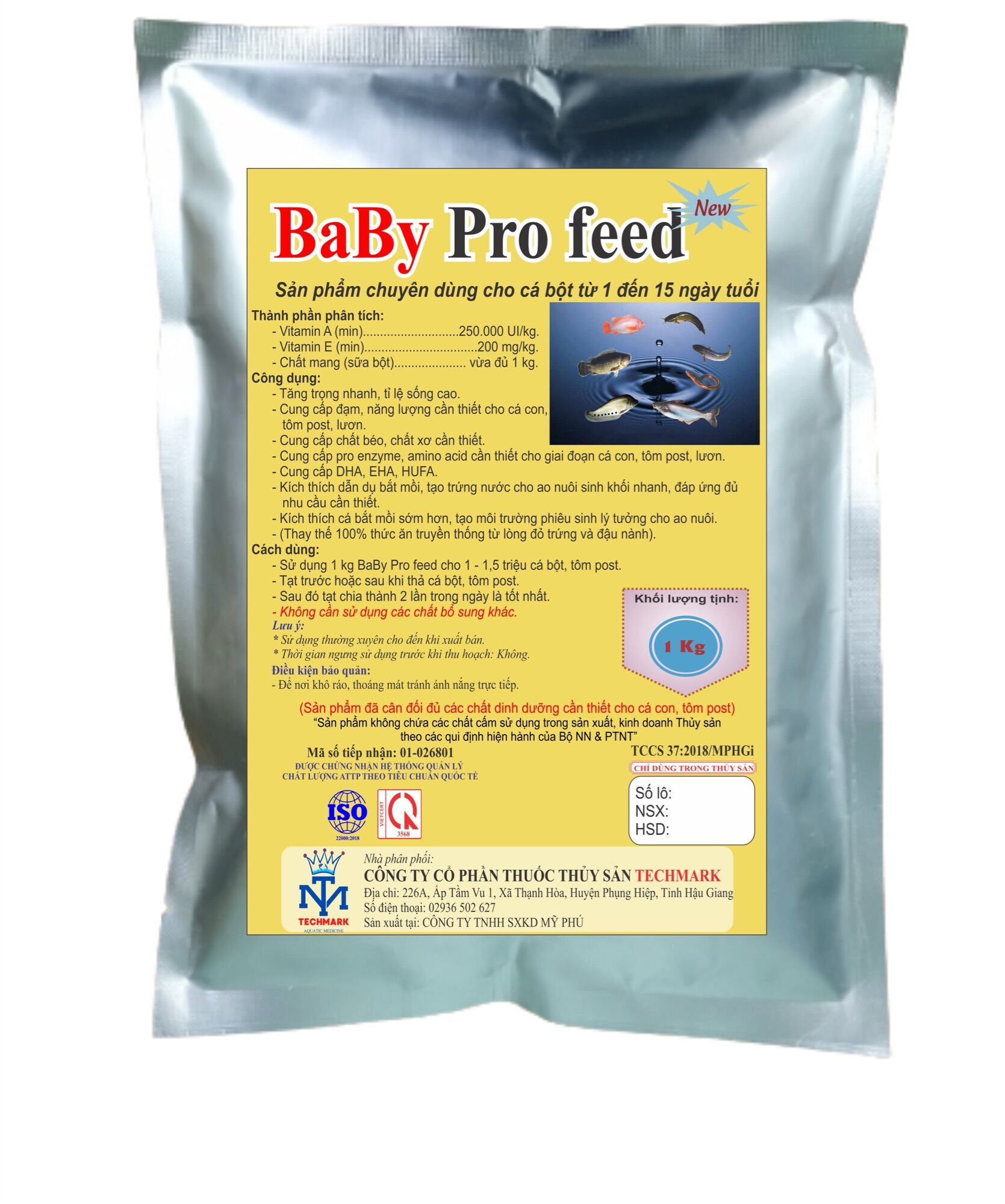Thức ăn cho tôm post cá bột, lươn, ếch, baba cám cá chình gói 1kg