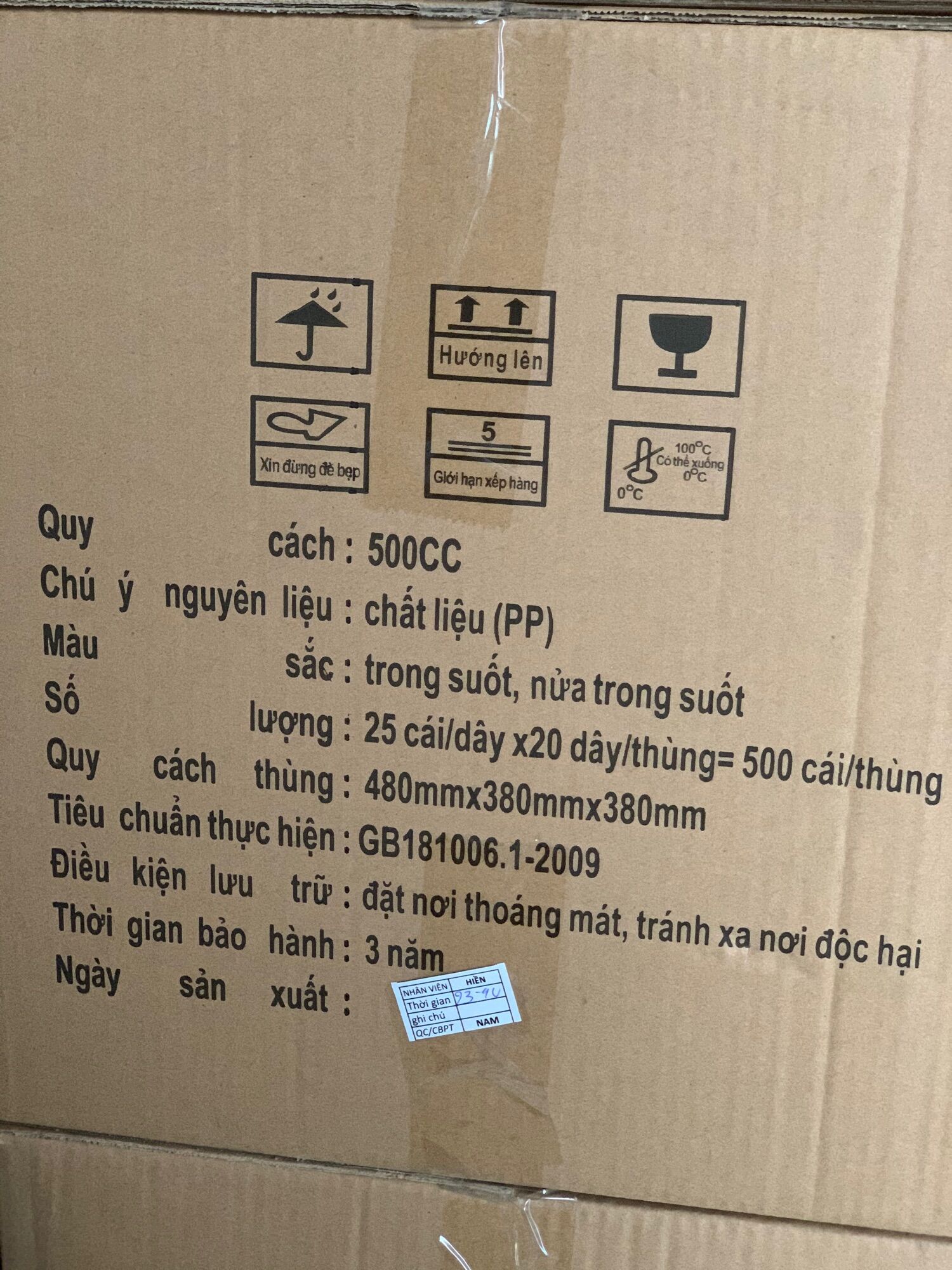 Ly nhựa PP cứng 500ml ( 25 ly / dây ) - PP Hard Cup 500ml