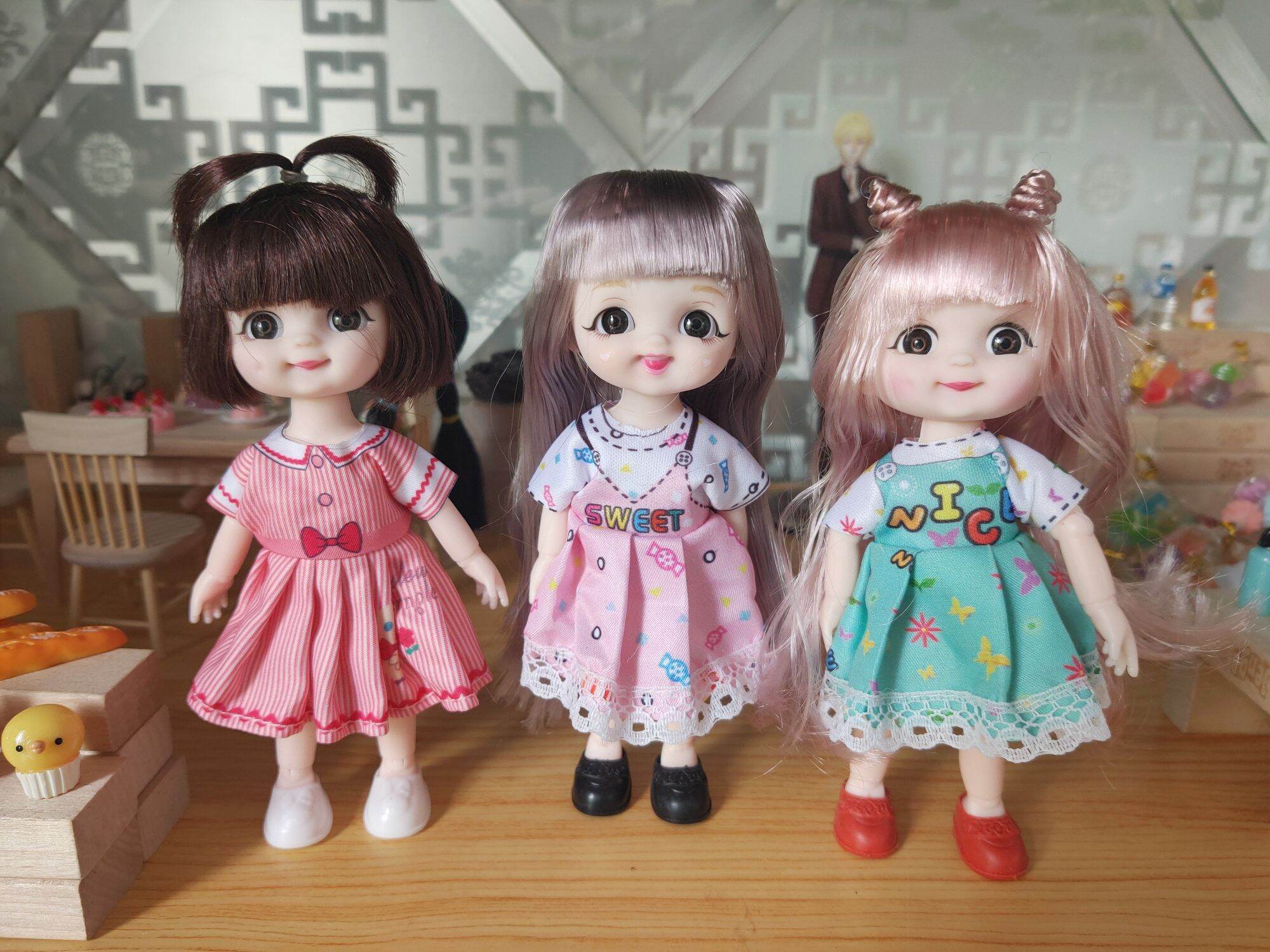 Búp bê nhỏ xinh xắn 16cm khớp có đầm