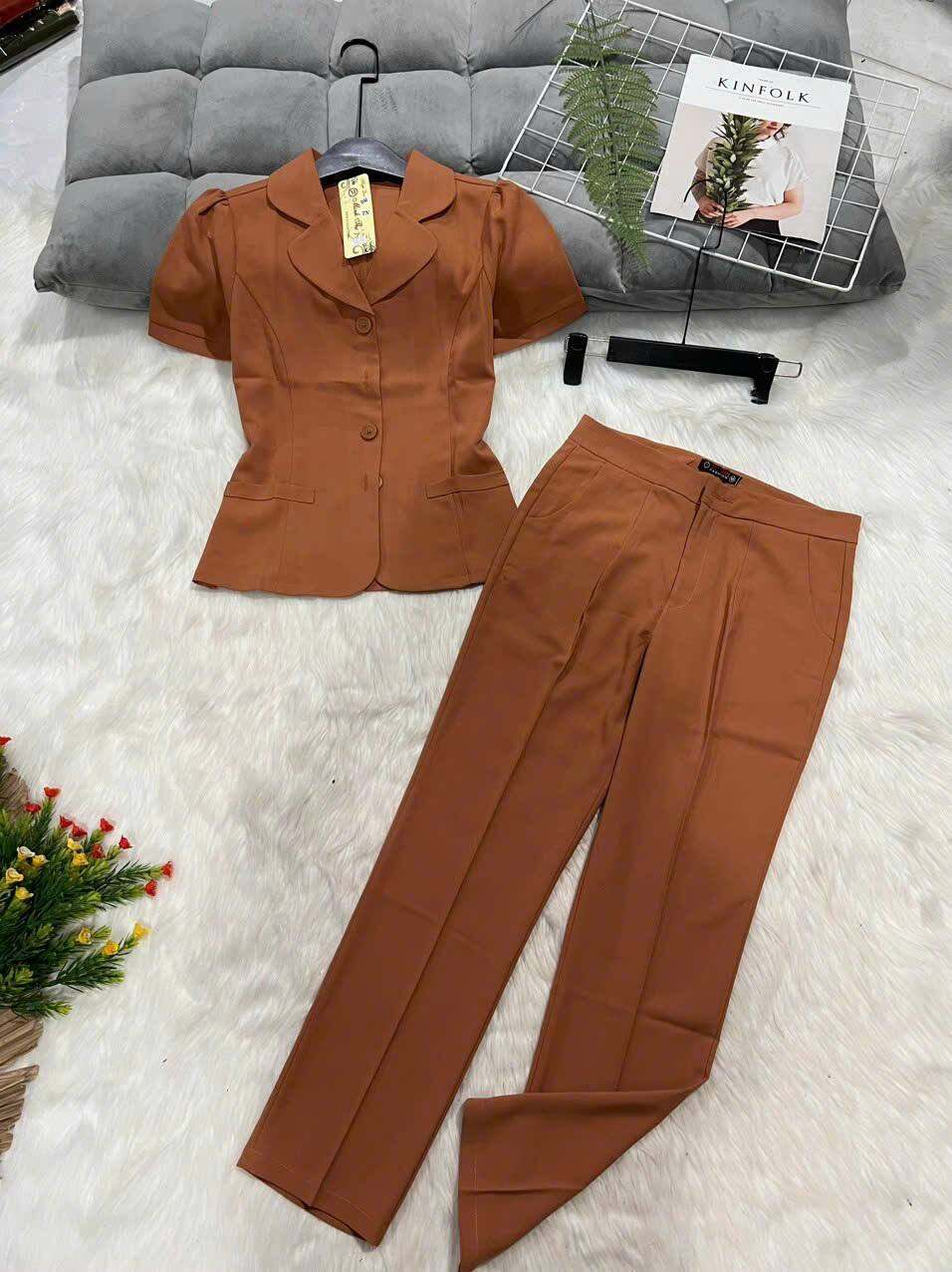Bộ ves nữ công sở đồ thiết kế cao cấp lụa carôlăng