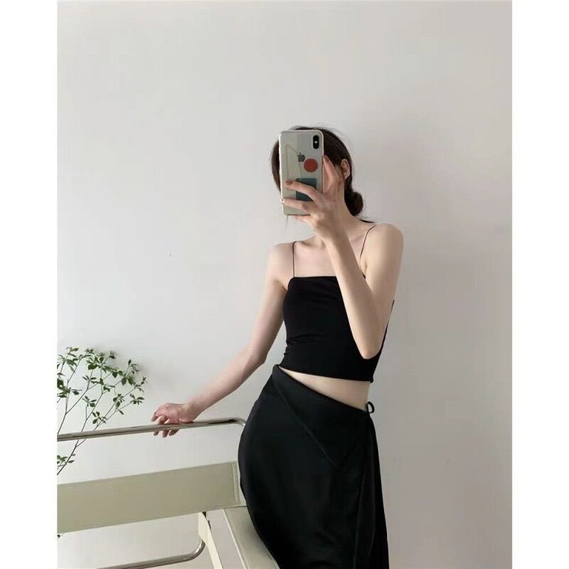 [HCM]ÁO HAI DÂY TRƠN SỢI BÚN CROPTOP