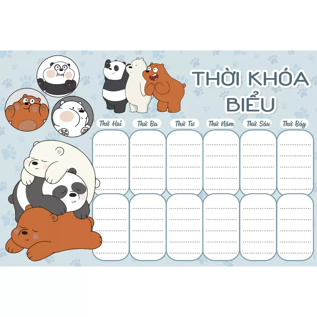thời khóa biểu khổ A4,