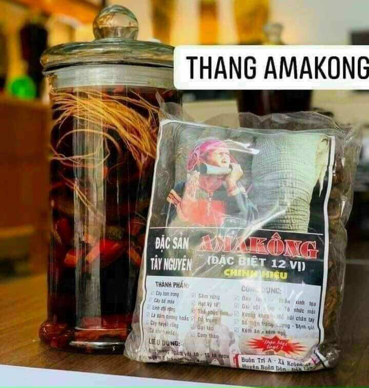 Thang Amakong loại đặc biệt 12 vị thảo dược quý ngâm rượu uống giúp bổ thận tráng dương, giảm đau nhức xương khớp túi 1kg