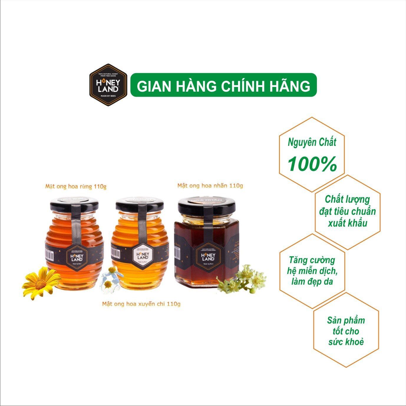 [HCM] Bộ 3 hũ mật ong Thiên Nhiên nguyên chất HONEYLAND