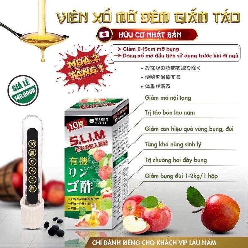 Viên xổ mỡ đêm giấm táo - xổ mỡ vành ruột - giảm cân an toàn