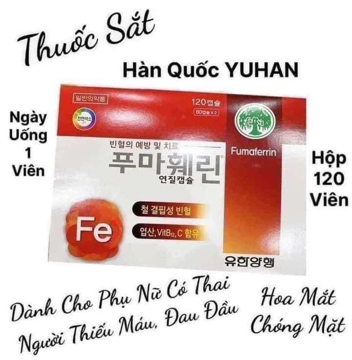 Viên bổ xung sắt nội địa Hàn Quốc- Hộp 120v dùng 4 tháng