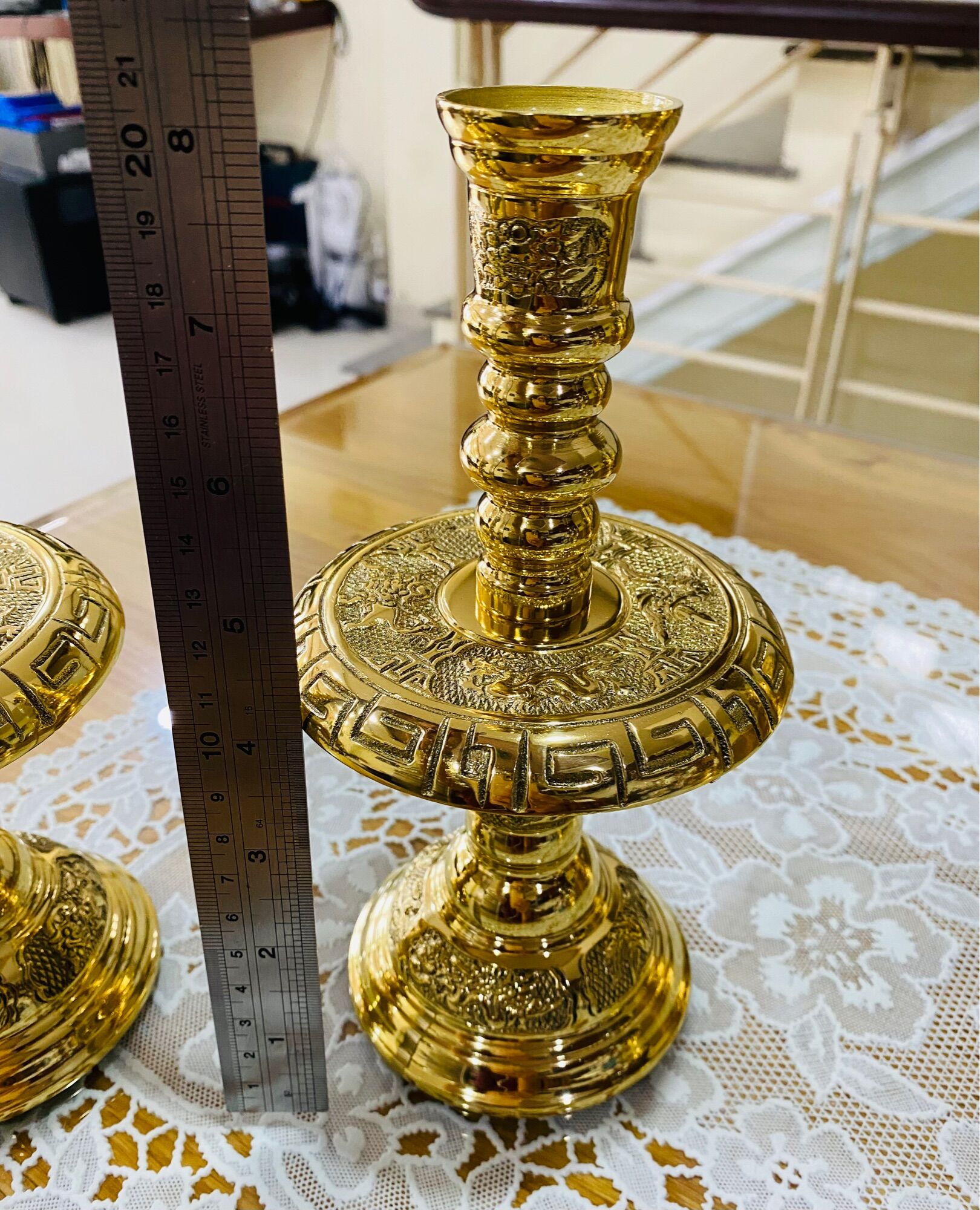 CẶP CHÂN ĐÈN BẰNG ĐỒNG CAO 20cm