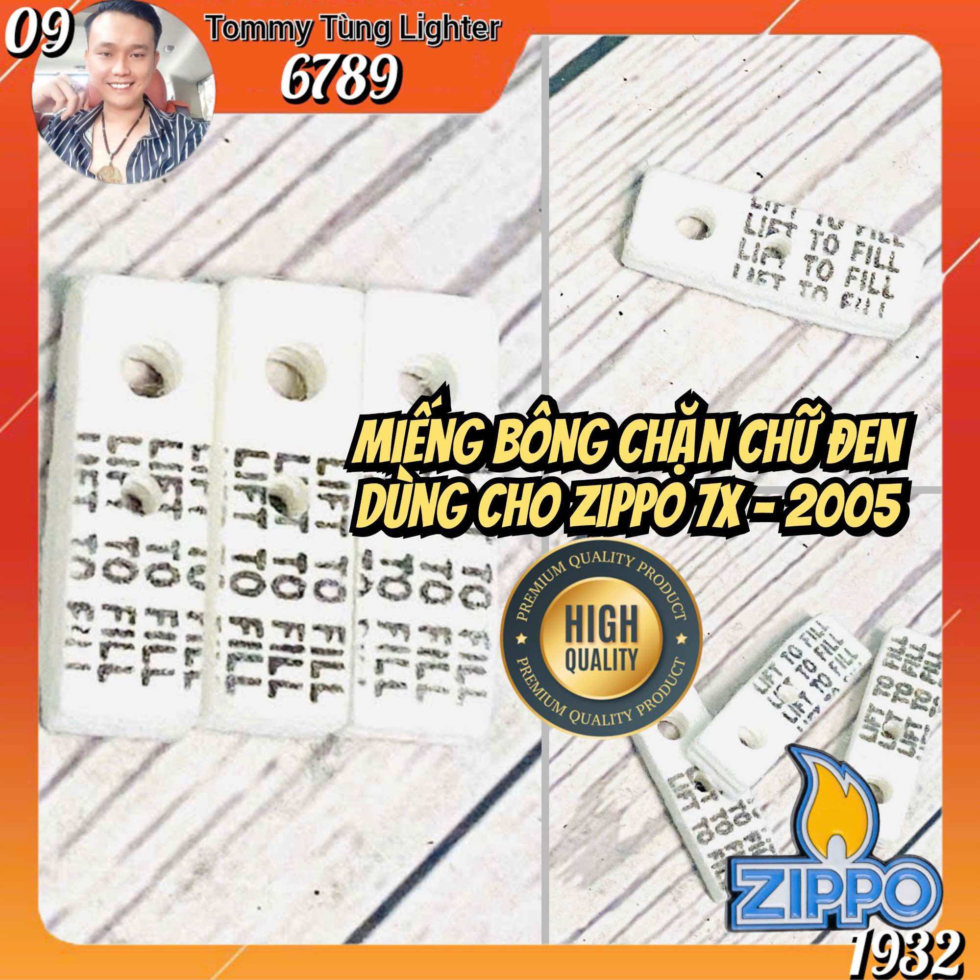 Miếng chặn xăng Zippo chữ đen