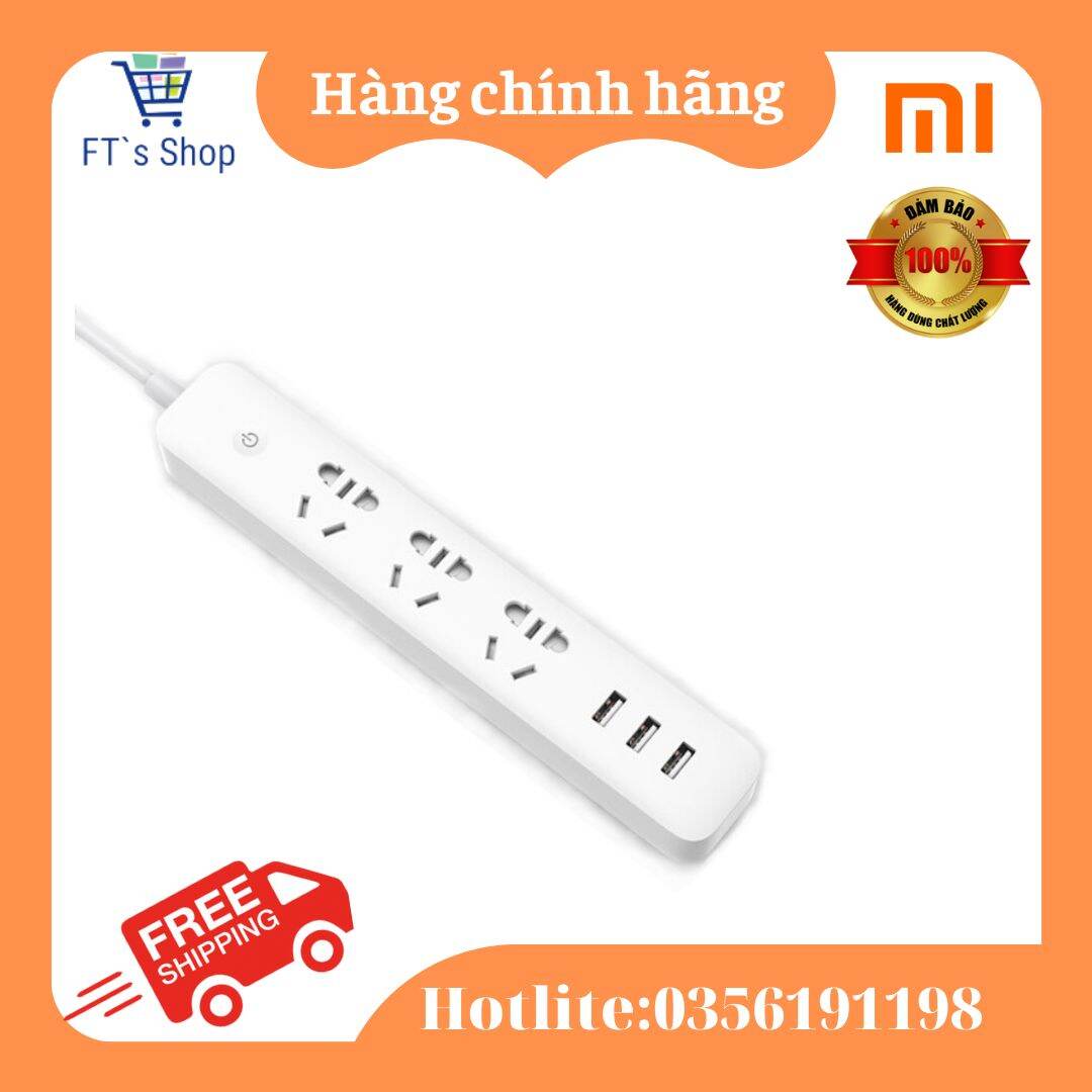 Xiaomi ổ cắm điện power strip 3 cổng usb- hàng chính hãng