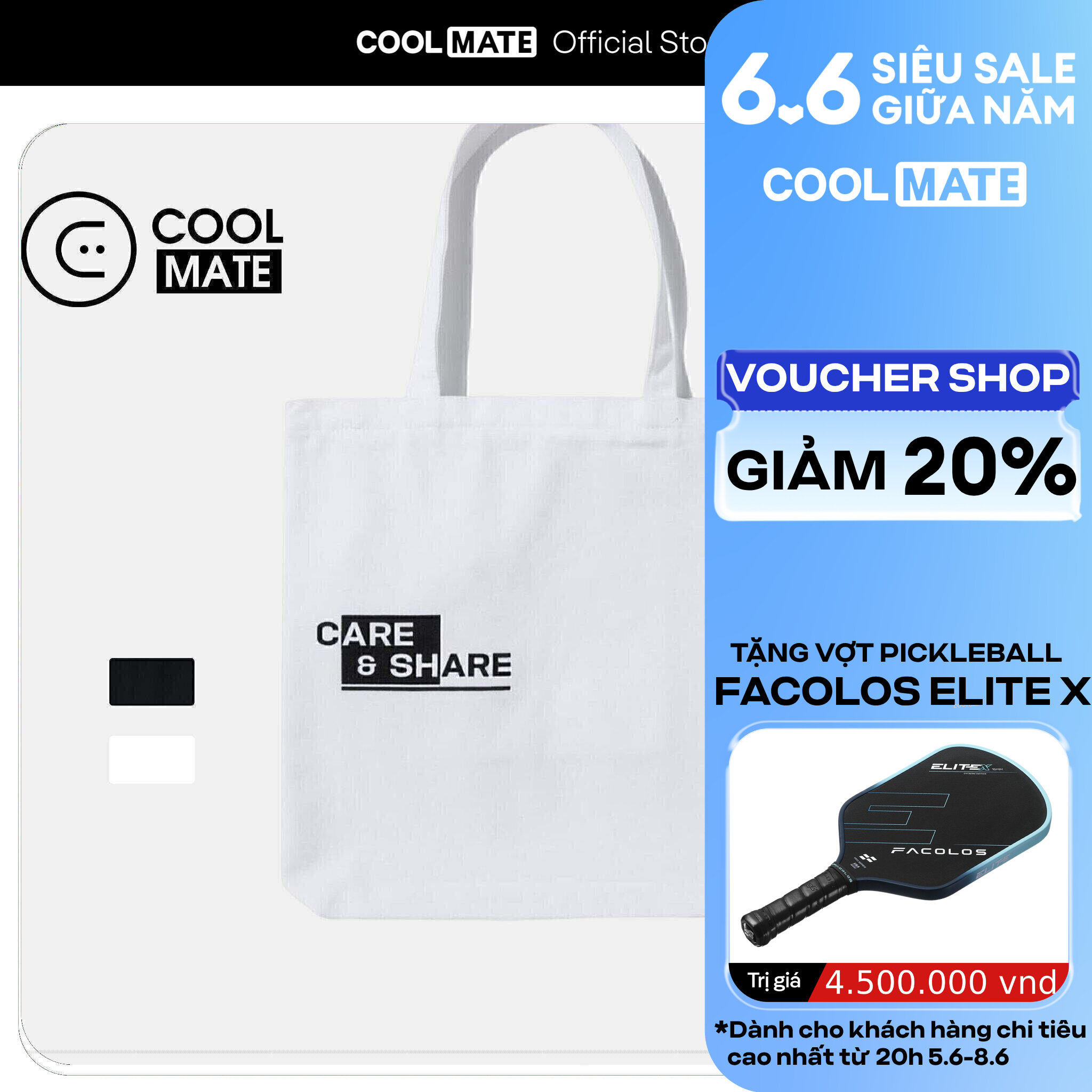 Túi tote vải Canvas tiện lợi Care  Share - Coolmate