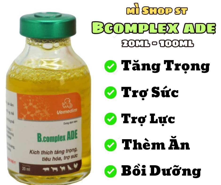 Bcomplex ade bồi dưỡng, tăng trọng, phục hồi nhanh sau bệnh cho gà, vịt, heo, trâu, bò
