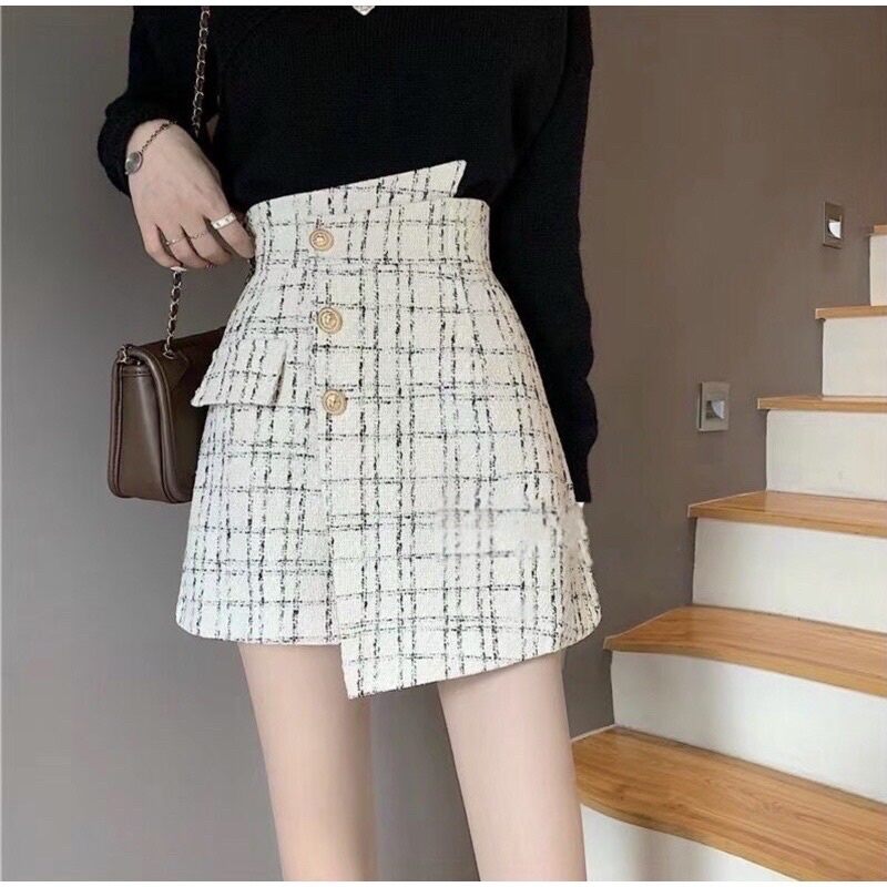 quần váy,quần váy dạ phối 3 cúc ngọc 675