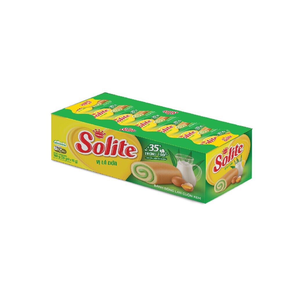 Bánh bông lan Solite cuộn Kinh Đô vị lá dứa hộp 24 gói 360g
