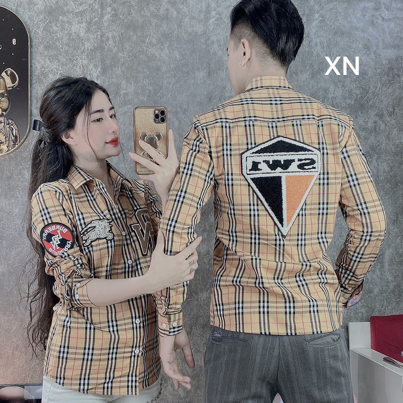 Áo sơ mi nam dài tay nam nữ , áo sơ mi cặp nam nữ , chất liệu cotton thấm hút mồ hôi