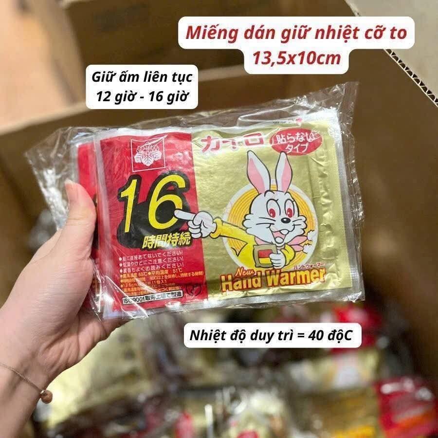 [Ấm 16h] Miếng Dán Giữ Nhiệt Giữ Ấm Cơ Thể Con Thỏ Kairo Hand Warmer Hàng Chuẩn Nhật Bản
