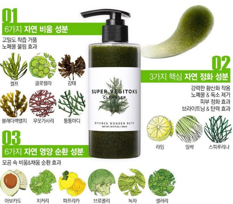 Sữa rửa mặt thải độc rau củ SUPER VEGITOKS Cleanser 300ml | Vinie.minisize