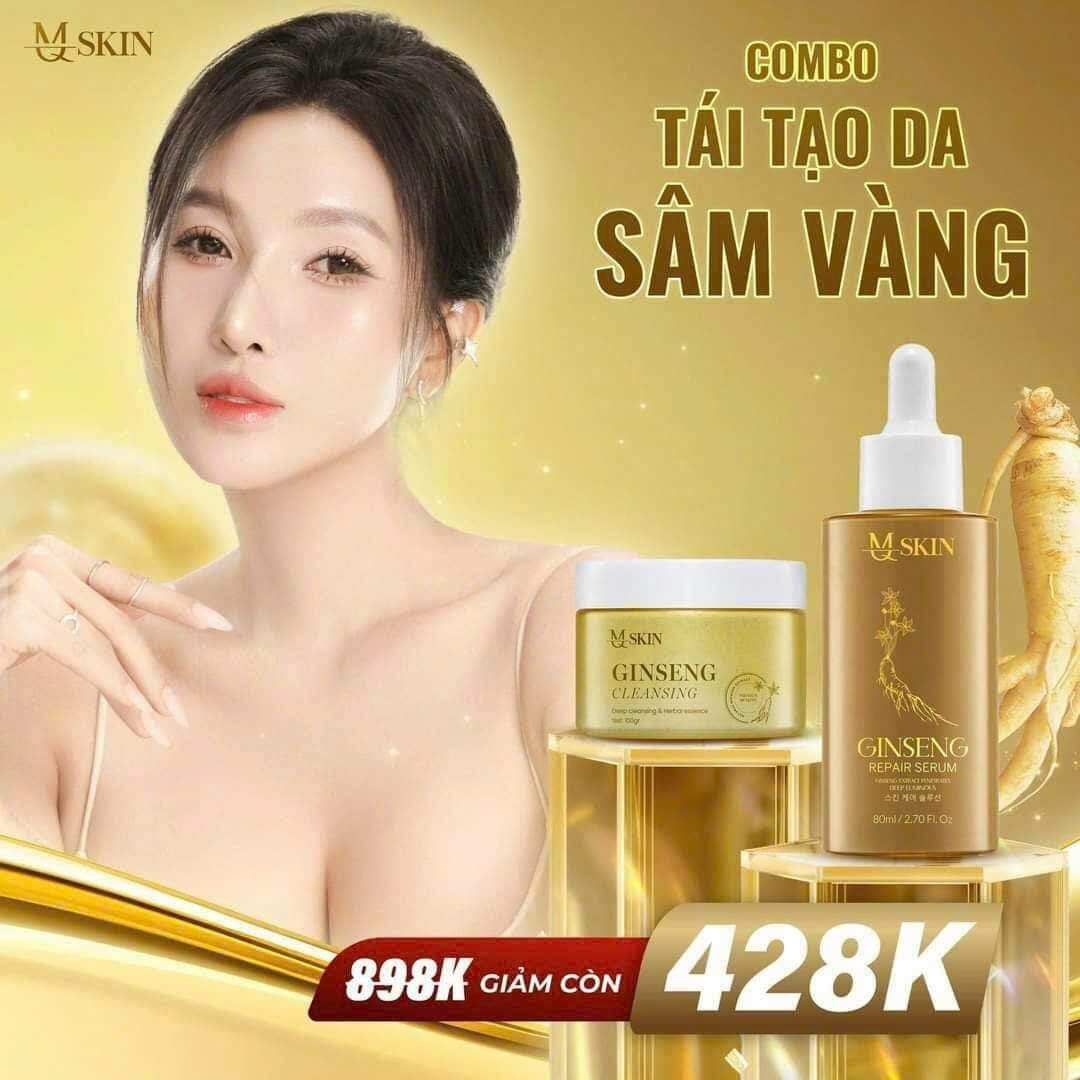 Combo TÁI TẠO DA SÂM VÀNG MQ SKIN - Dẫn đầu xu hướng tái tạo làn da chính hãng - Sử dụng 100% hoạt chất tự nhiên “SÂM VÀNG” - Dưỡng chất làm đẹp hot nhất 2024. CAM KẾT:Quét sạch các tình trạng: Mụn, thâm sạm, nám, tàn nhang sẹo rỗ, nám