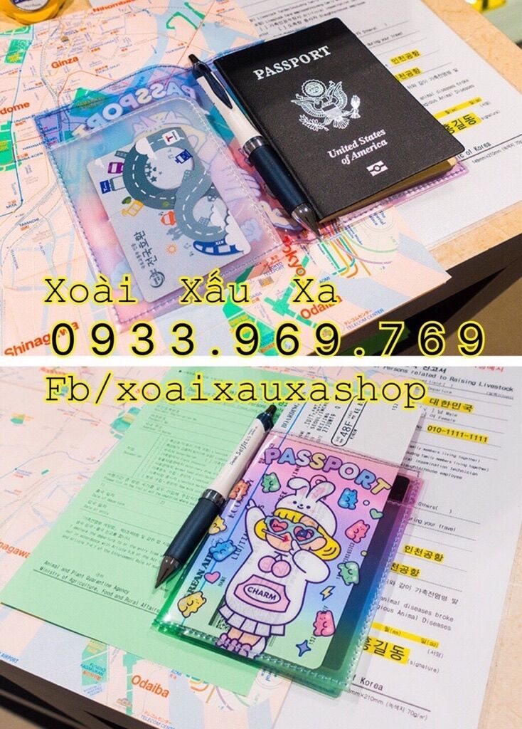 Bao passport hộ chiếu mỏng, nhẹ, không thấm nước hoạt hình dễ thương - giao mẫu ngẫu nhiên